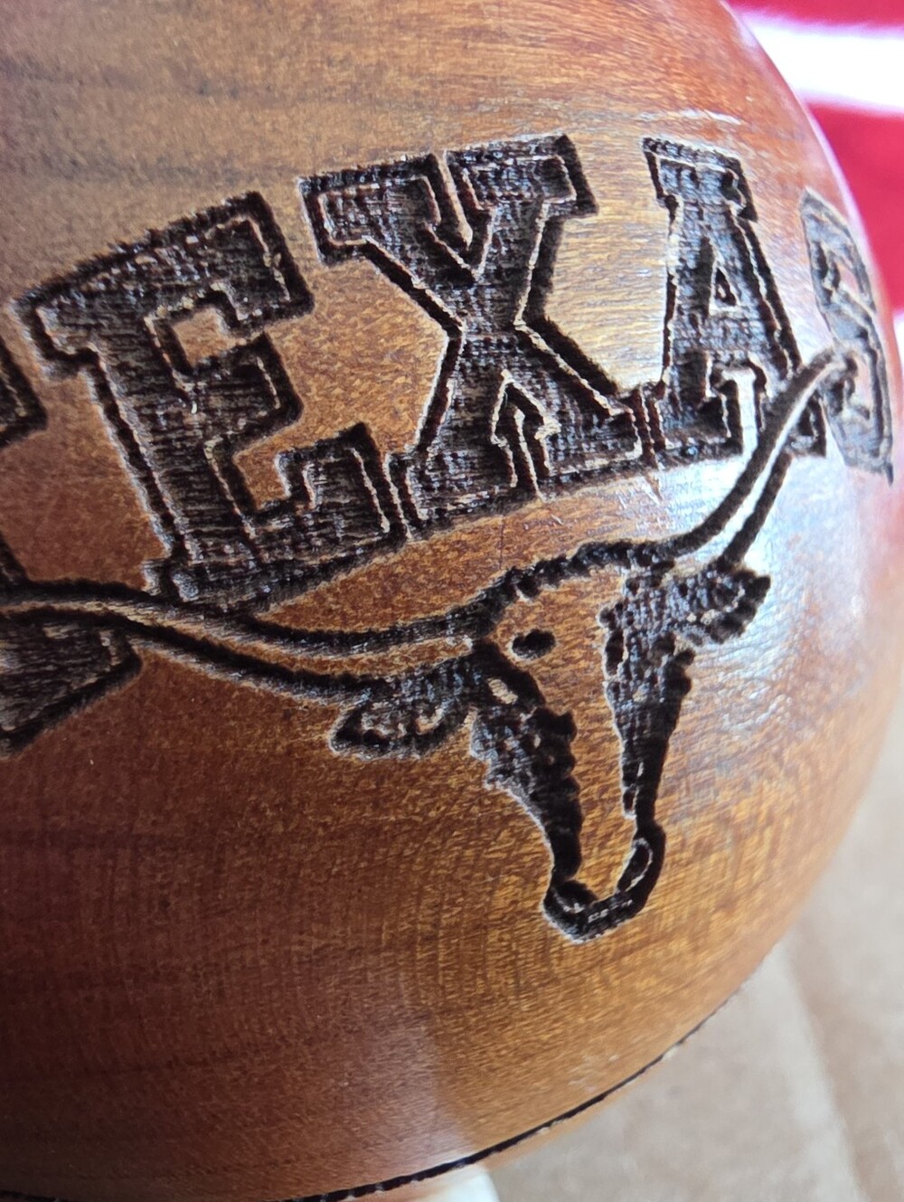 Texas Longhorns 3" Wooden Basketball Art Decor Engraved - Picture 3 of 5